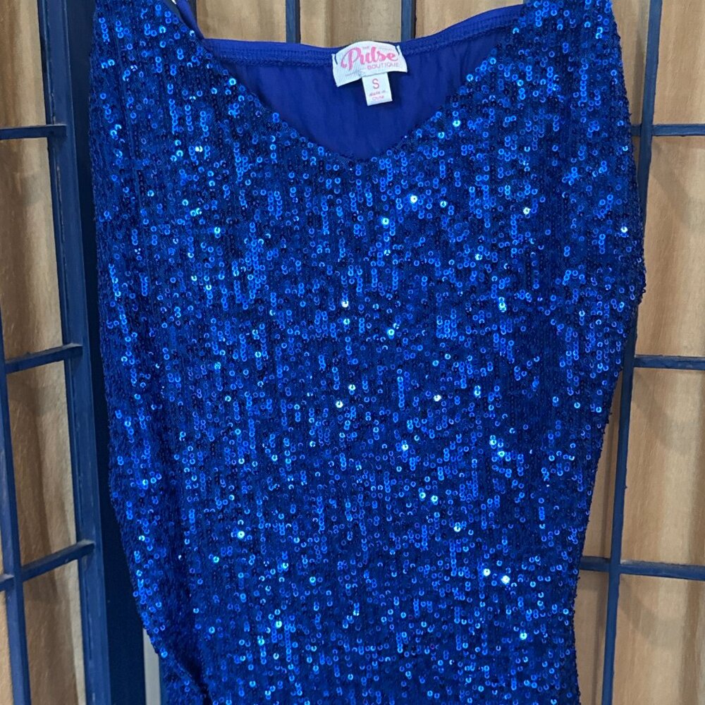 Pulse Boutique Royal Blue Sequin Tank Top – Women’s Small